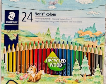 Staedtler Noris Colour Pencils: 24 Triangular Upcycled Wood Art Pencils
