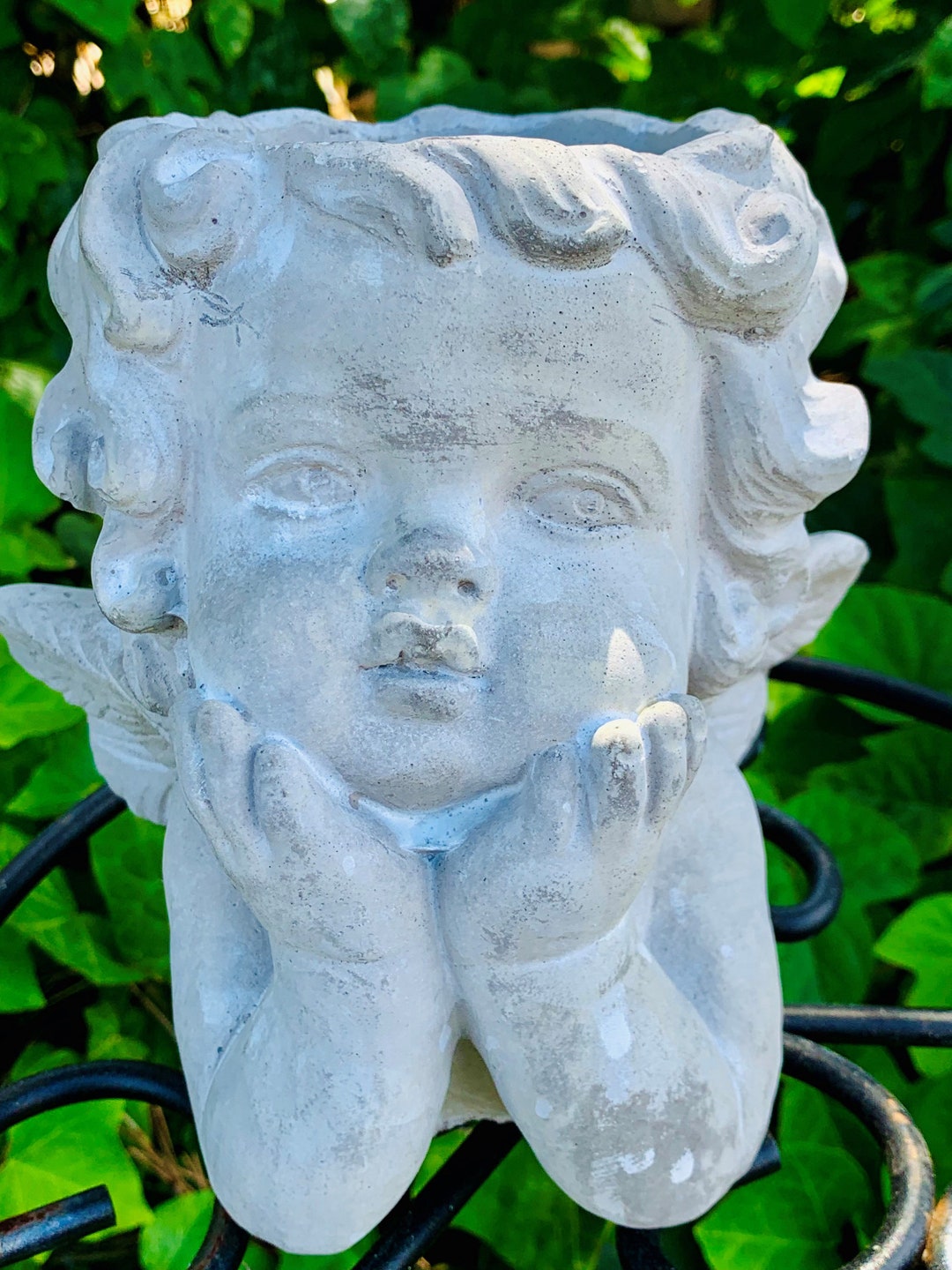 Cement Angel Planter, Only 1 Left; Patio Table Centerpiece, Garden ...