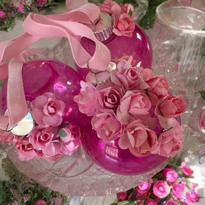 Reverse Painted Rose Ornament: Alcohol Ink Floral Tree Ornament