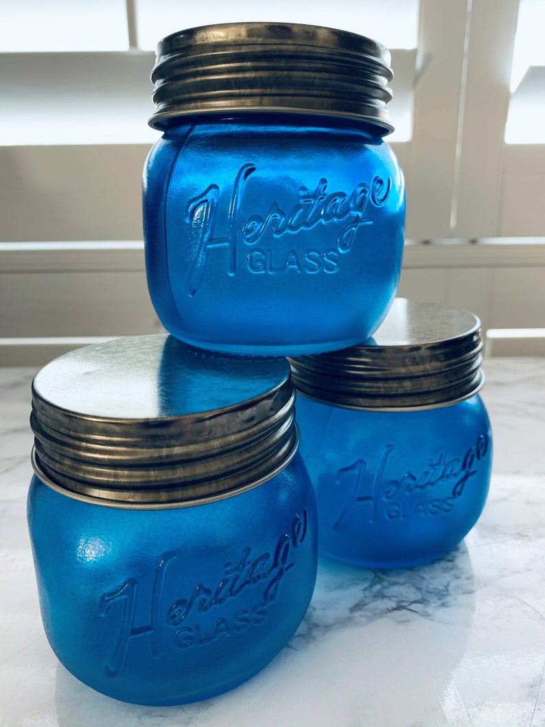 Sea Glass Cobalt Blue Half Pint Jars Storage Organizers Etsy