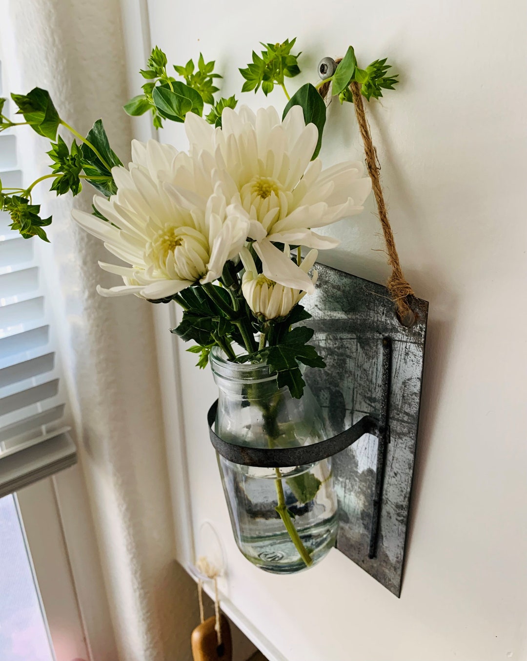 Tin Wall Vase Farmhouse Wall Sconce Rustic Wall Vase Tin Wall Hanging