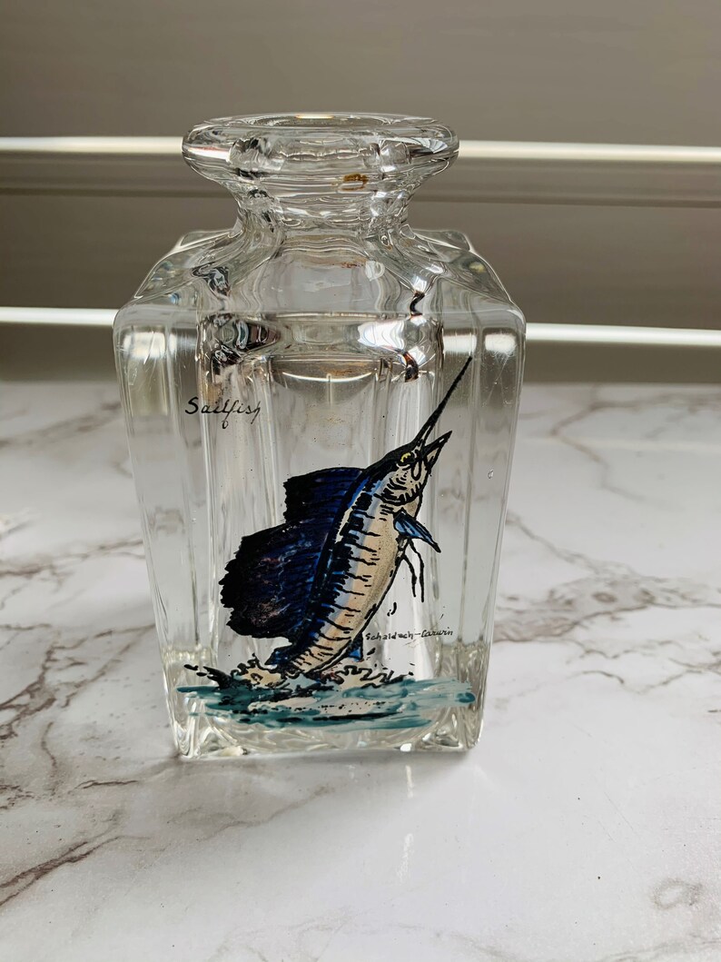 Vintage Collectible SchaldachCarwin Hand Painted Glass Ink Well