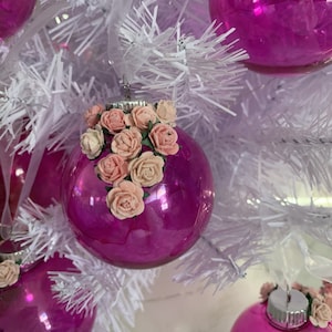 Reverse Painted Rose Ornaments: Shabby Chic Christmas Tree Decor