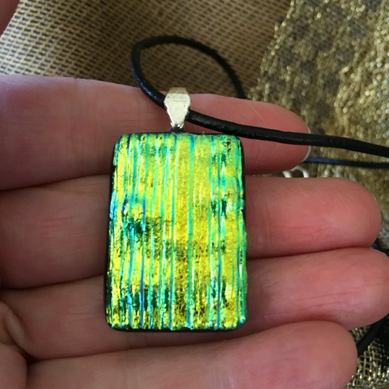 GreenGold Square Dichroic Pendant Set