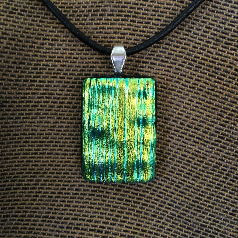 GreenGold Square Dichroic Pendant Set