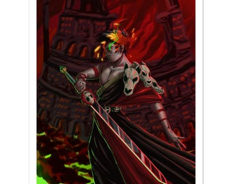 Zagreus Hades Fan Art Poster - God of Blood Matte Print
