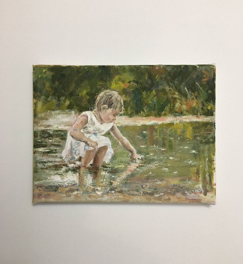 Oil Painting On Canvas Wall Hanging Little Girl Portrait Etsy