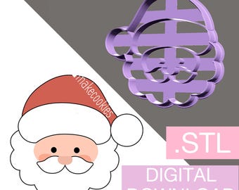 Santa Claus Cookie Cutter STL File: 3D Print Christmas Cookie (Digital Download