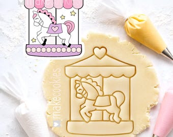 Carousel Horse Cookie Cutter: Circus, Amusement Park Cookie, Fondant & Clay Cutter