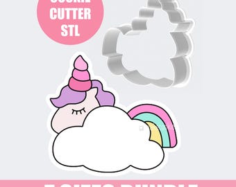 Unicorn in the cloud Cookie Cutter 3D model STL files for 3D printing - Digital Download