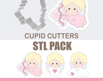 Cupids Angel Outline Cookie Cutters Set - STL files for 3D printing - 3 Designs, 9 Sizes Pack - Digital Download