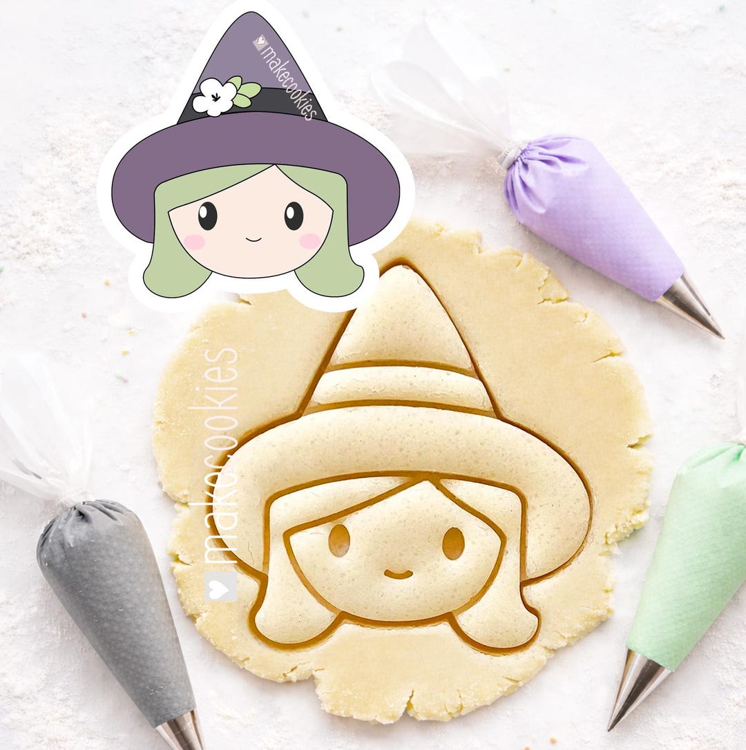 Witch Cookie Cutter: Halloween Fondant and Clay Cutter With Imprint - Etsy