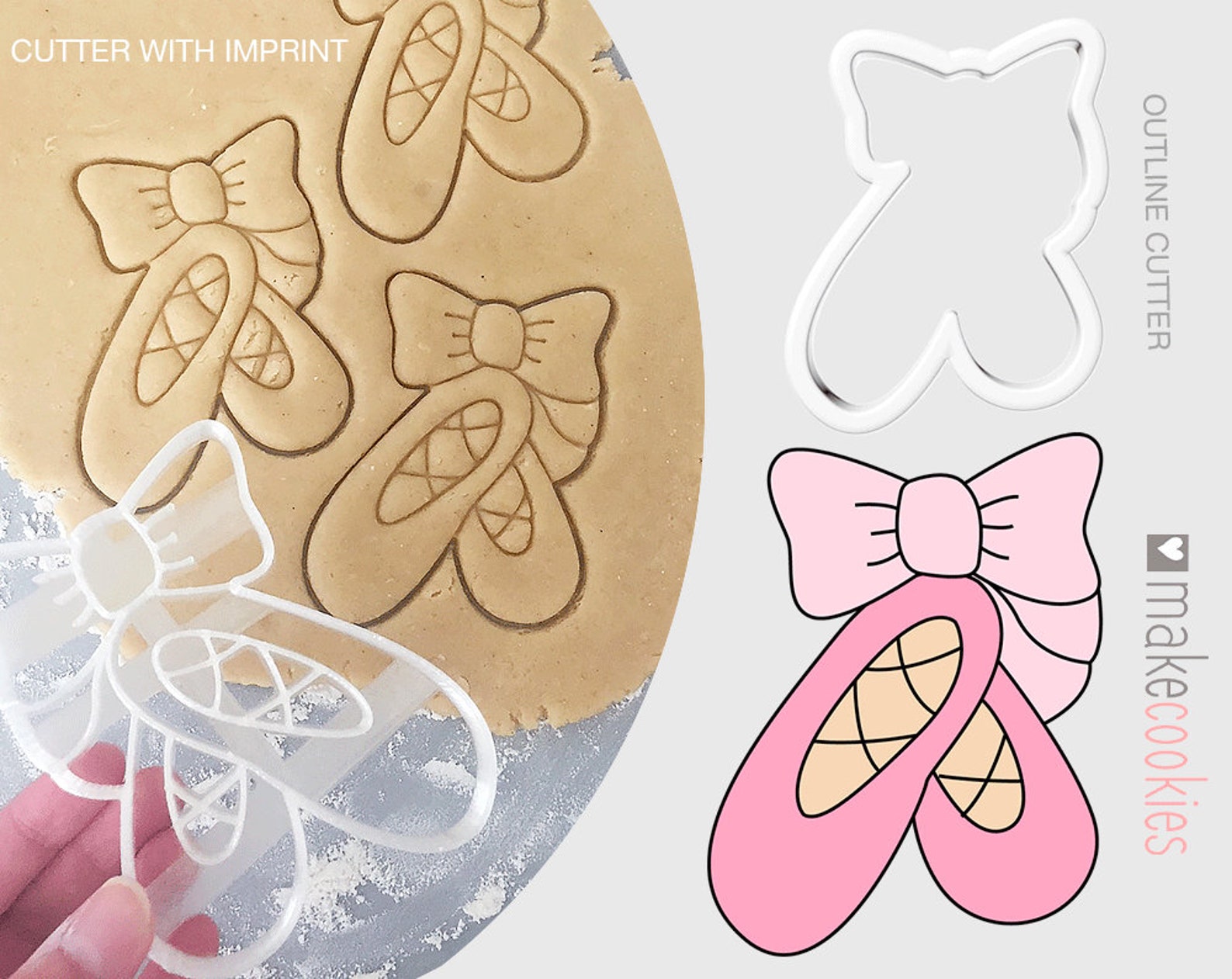 ballet shoe cookie cutter, pointe cookie cutter, ballet slippers, fondant cutter