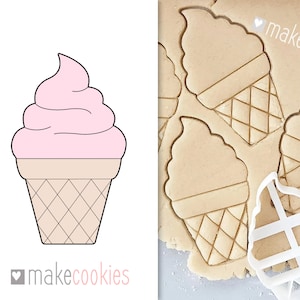 Ice Cream Cookie Cutter #5, Cookie cutters, Cookie Stamp, Cookie Mold