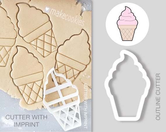 Ice Cream Cookie Cutter 5 Cookie Cutters Cookie Stamp Cookie Mold Etsy New Zealand