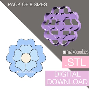 Digital Download - Flower Cookie Cutter with imprint Digital Download, Stl files flower clay cutter