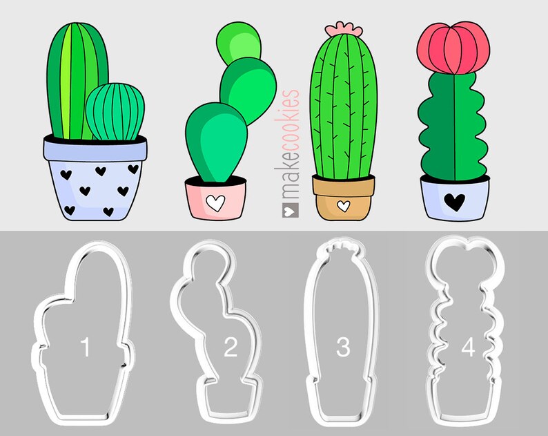 Cactus Cookie Cutter Cookie Cutters Cactus in Pot Succulent Etsy