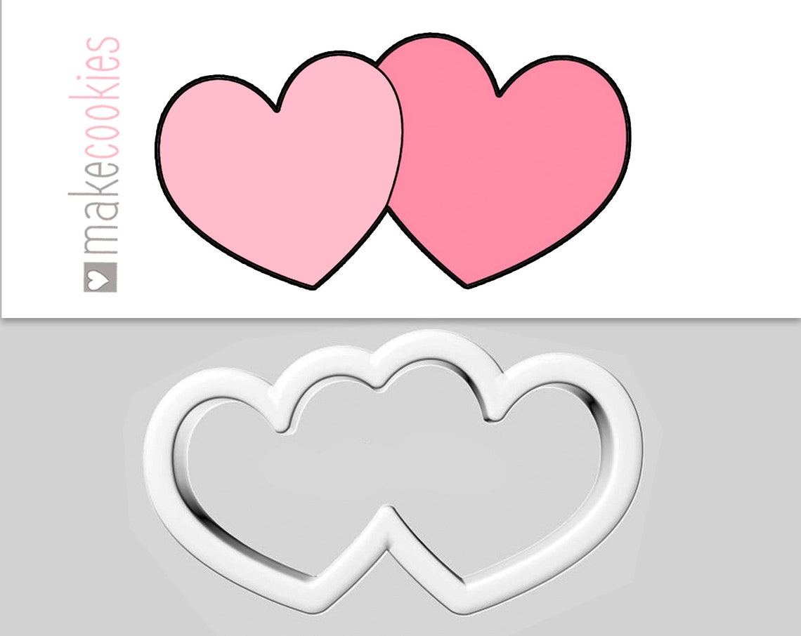 Heart Cookie Cutter Two Hearts Cookie Cutter Valentine's Etsy