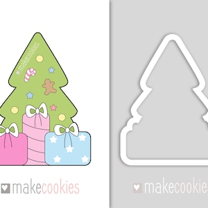Christmas Tree With Gifts Cookie Cutter, Christmas cookie cutters, Christmas Tree cookie cutter