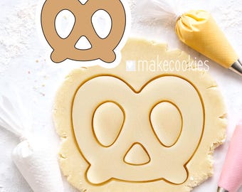 Pretzel Cookie Cutter with cut outs Fondant and Clay cutters