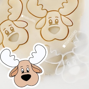 Reindeer Cookie Cutter with Imprint: Christmas Fondant Cutter