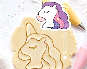 Unicorn Cookie Cutter for baking, fondant and clay decor - Party favors and gifts, 3d printed Cookie Stamp