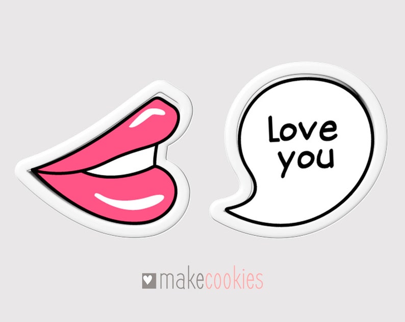 Kiss cookie cutter Lips and Bubble Cookie Cutter Set Fondant cutters Valentine/'s Day cookie cutter