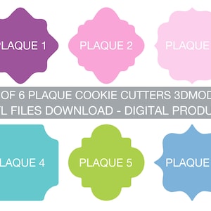 Digital Download Plaque Cookie Cutter Set STL files for 3D printing