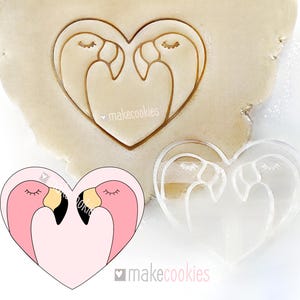Flamingo Heart Cookie Cutter, Heart Cookie Cutter, Valentine&#39;s Day, Valentines cutters, Love cookie cutter