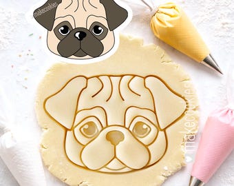 Pug Cookie Cutter Cute Dog Cookie Mold Fondant Stamp Dog Clay Cookie Cutter for pug lover
