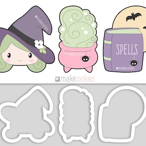 Witch Cookie Cutter Set, Halloween Cookie Cutters, Fondant cutter, 3D printed cutters