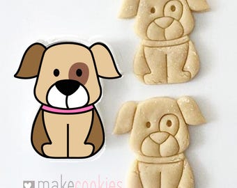 Dog Cookie Cutter with Imprint: 3D Printed Baking, Fondant & Clay Stamp