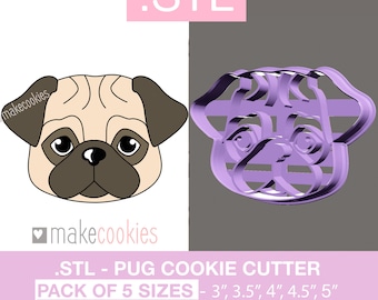 Pug Cookie Cutter with Imprint: STL File (Digital Download)