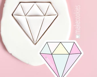 Diamond Cookie Cutter: 3D Printed PLA Cookie, Clay & Fondant Stamp