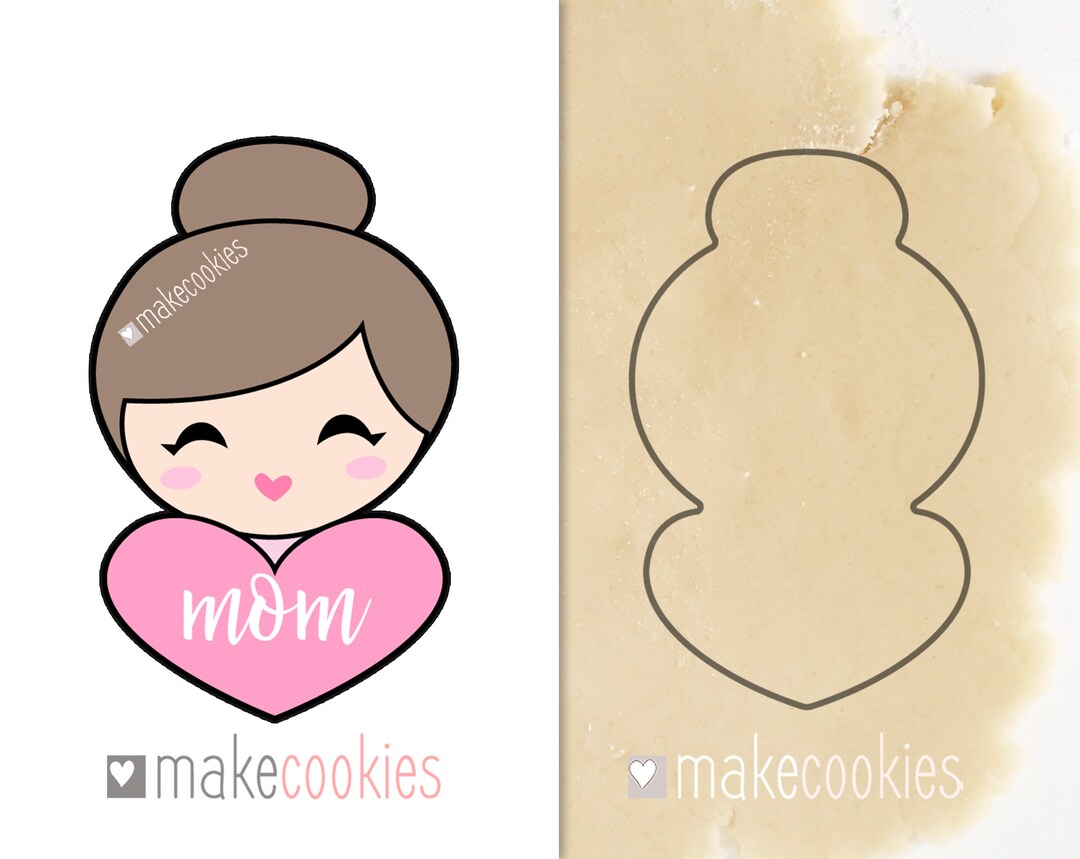 Mom With Heart Cookie Cutter Girl With Heart Cookie Cutter Etsy