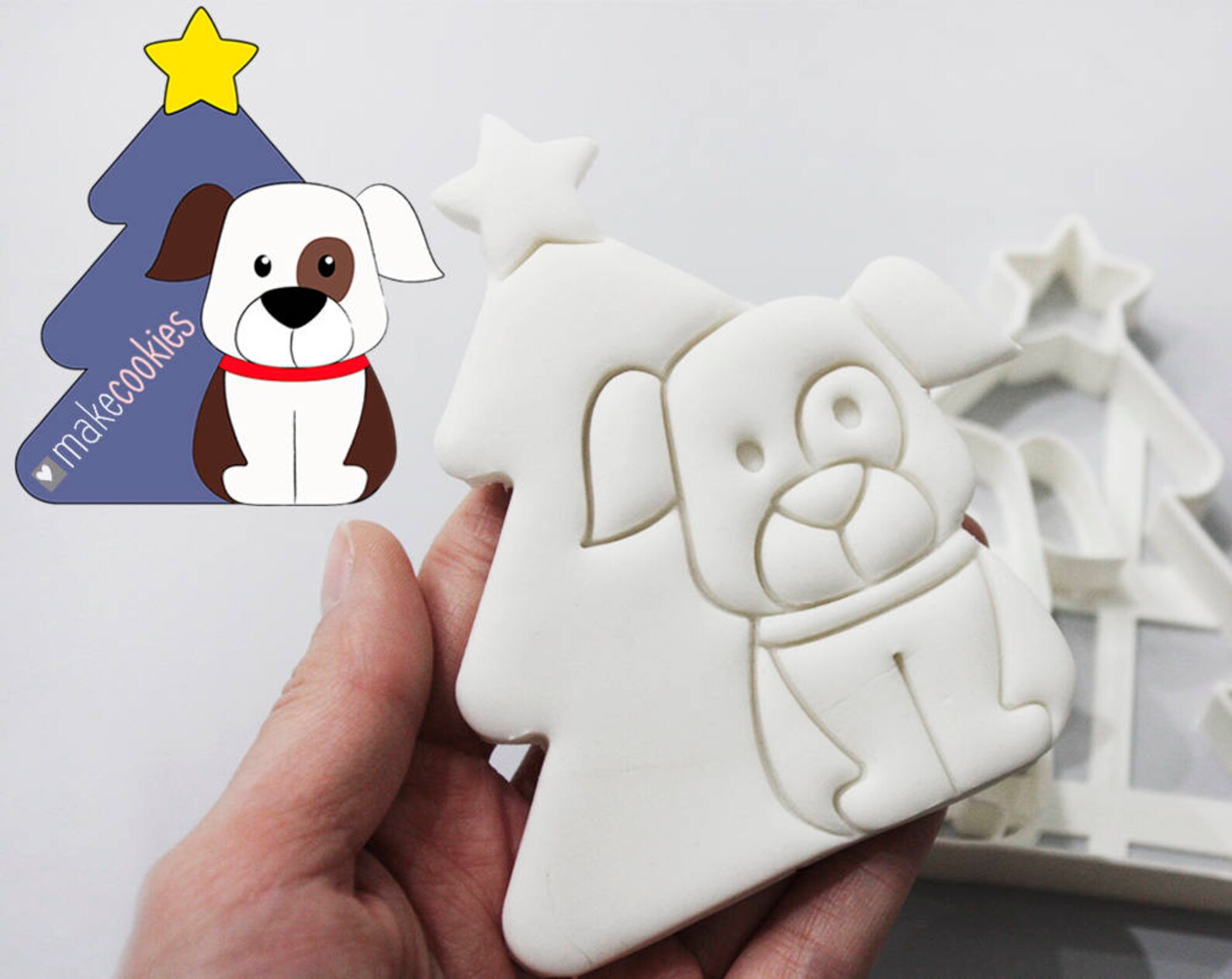 Christmas Dog Cookie Cutter Christmas Cookie Cutters Fondant  Etsy
