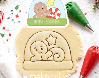 Snow Globe Gingerbread Man  Cookie Cutter: Christmas Cookie, Polymer clay and Fondant Stamp
