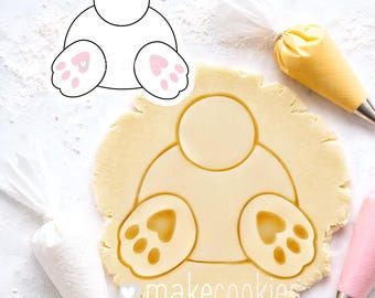 Bunny Butt Cookie Cutter: Easter Rabbit Cookie Stamp for baking. fondant and clay