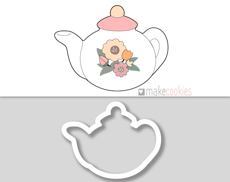 Teapot Cookie Cutter l Fondant cutter l 3D printed l Clean cut image 1