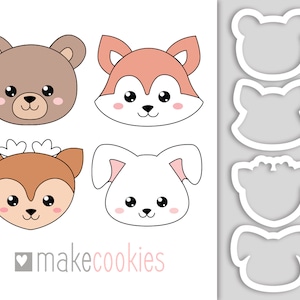 Woodland Animals Cookie Cutter, Bear Cookie Cutter, Fox, Bunny Cookie Cutter, Deer