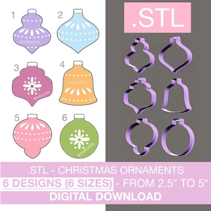 Digital Download Christmas Ornaments Cookie Cutter Set STL files for 3D printing DIY cutters