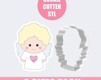 Cupid Angel Outline Cookie Cutter STL - 9 Sizes Pack - Digital Download for 3D printing