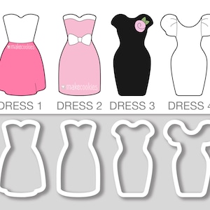 Dress Cookie Cutters, Bridal Shower Cutters, Cocktail Dress, Cookie Mold