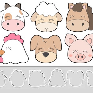 Farm Animal Cookie Cutter, Farm Cookie Cutter, Cow, Horse, Sheep, Dog, Pig, Chicken, Fondant Cutters