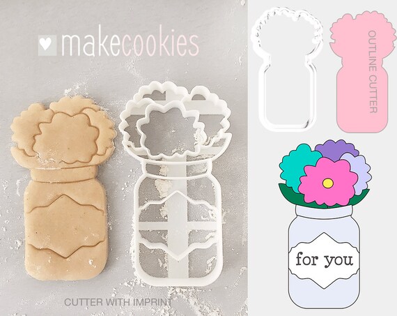 Mason Jar with Flowers Cutter Cookie Cutter FAST SHIPPING!! Mother/'s Day Cookie.