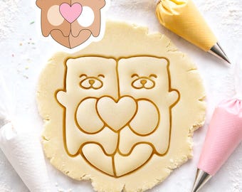 Cute Otters Couple with Heart - Cookie Cutter for baking, clay & fondant - Best friends