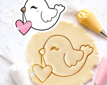 Bird With Heart Cookie Cutter for baking, clay and fondant