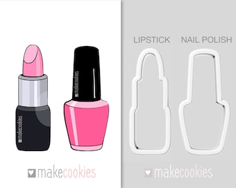 Lipstick and Nail Polish Cookie Cutters: Makeup Theme, Bridal Shower