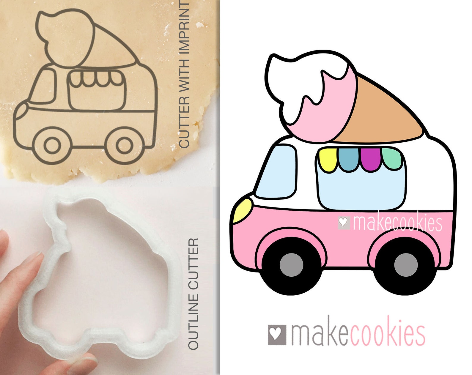 Ice Cream Truck Cookie Cutter Ice Cream Cookie Cutter Etsy