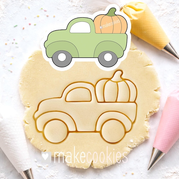 Truck with Pumpkin Cookie Cutter with imprint: Thanksgiving Baking and Clay crafts